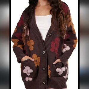 Saachi Floral  Buttoned Cardigan Sweater OSFM 0-16